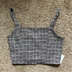 NWT BLACK & PINK SPARKLE TWEED CROP TOP